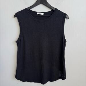 A.L.C. Linen Cross Open Back Top in Black Size Medium